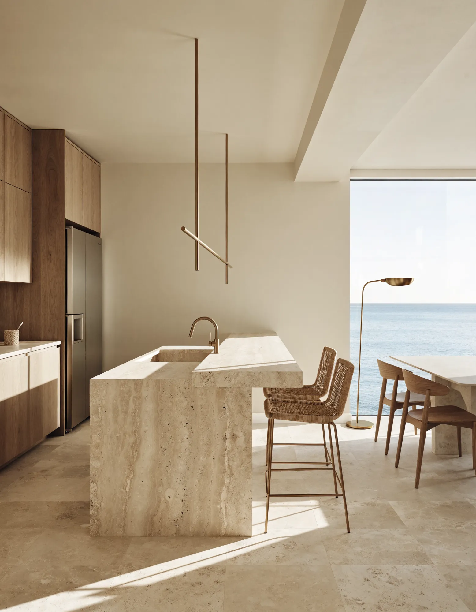 Cocina de travertino